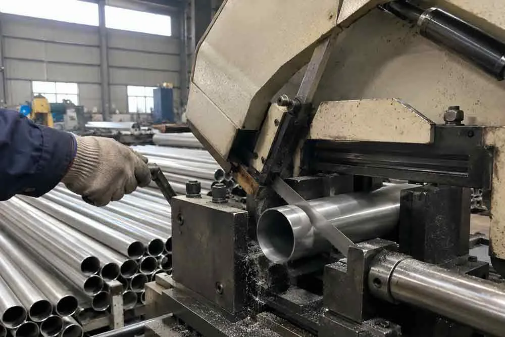 310S耐热不锈钢炉管定尺切割加工现场实拍